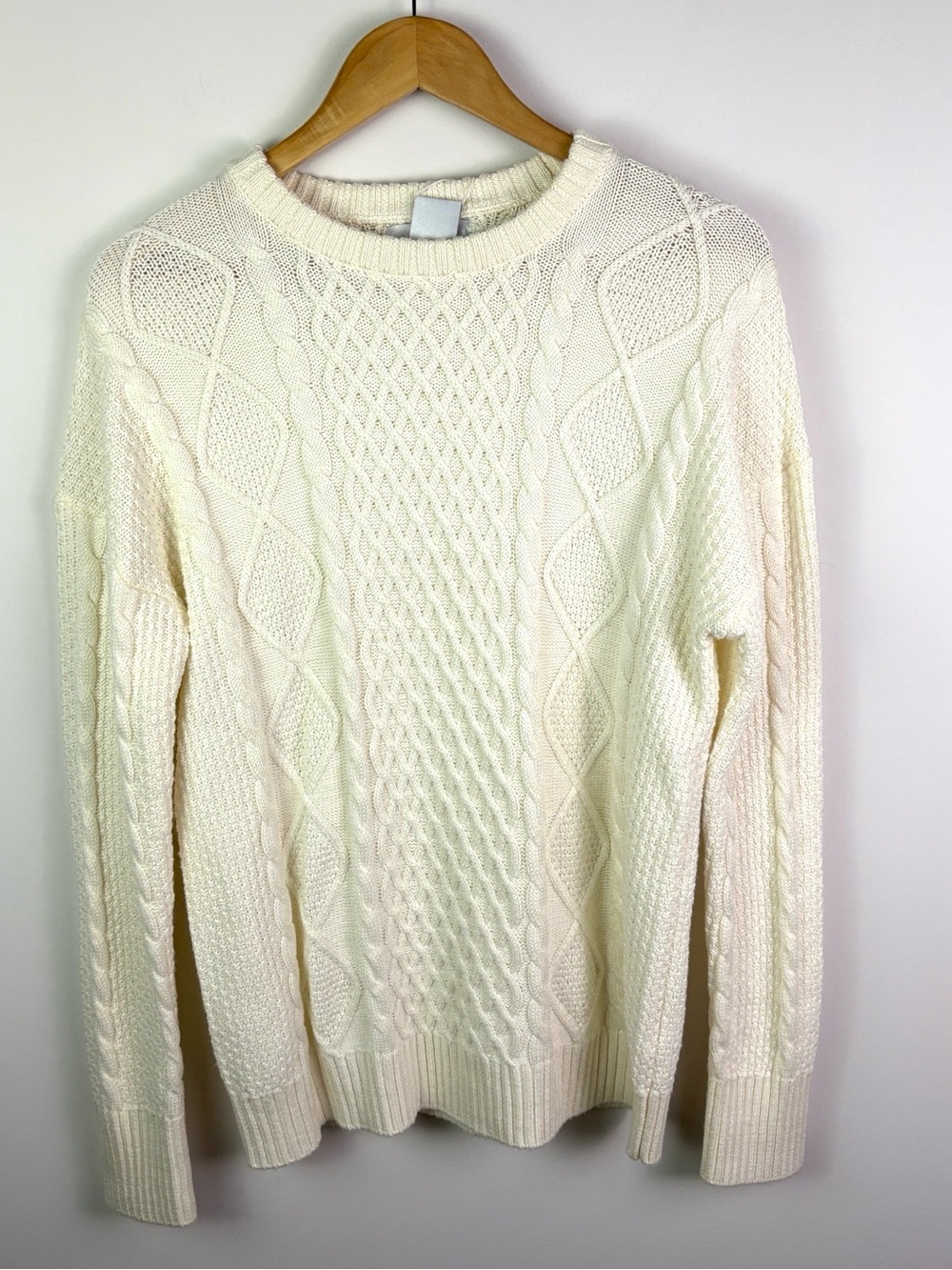 NWT Kersh merino wool blend Cream Cable Knit Crewneck Sweater - Women size S
